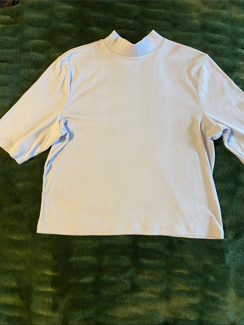 Express Light Blue Mock Neck Crop Tee